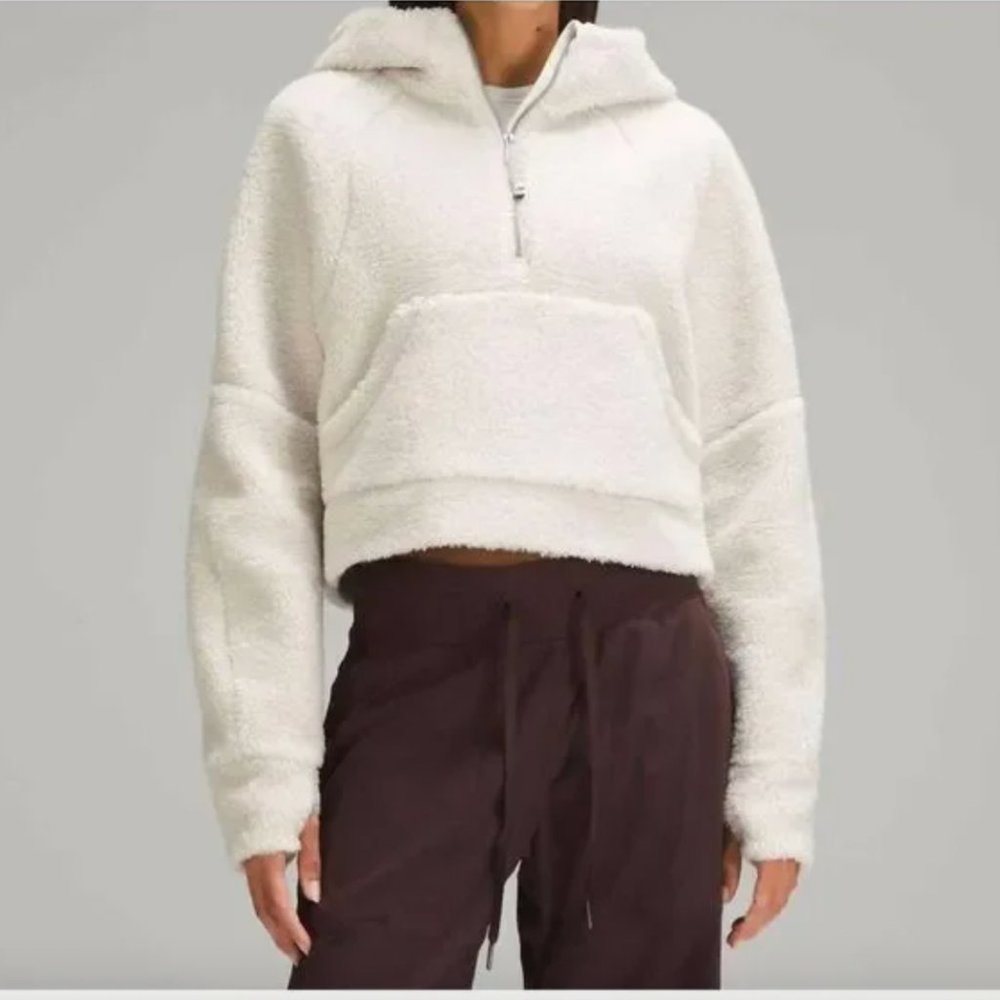 Perfect Condition.LULULEMON Scuba Oversized Half-Zip Hoodie S/M White Opal